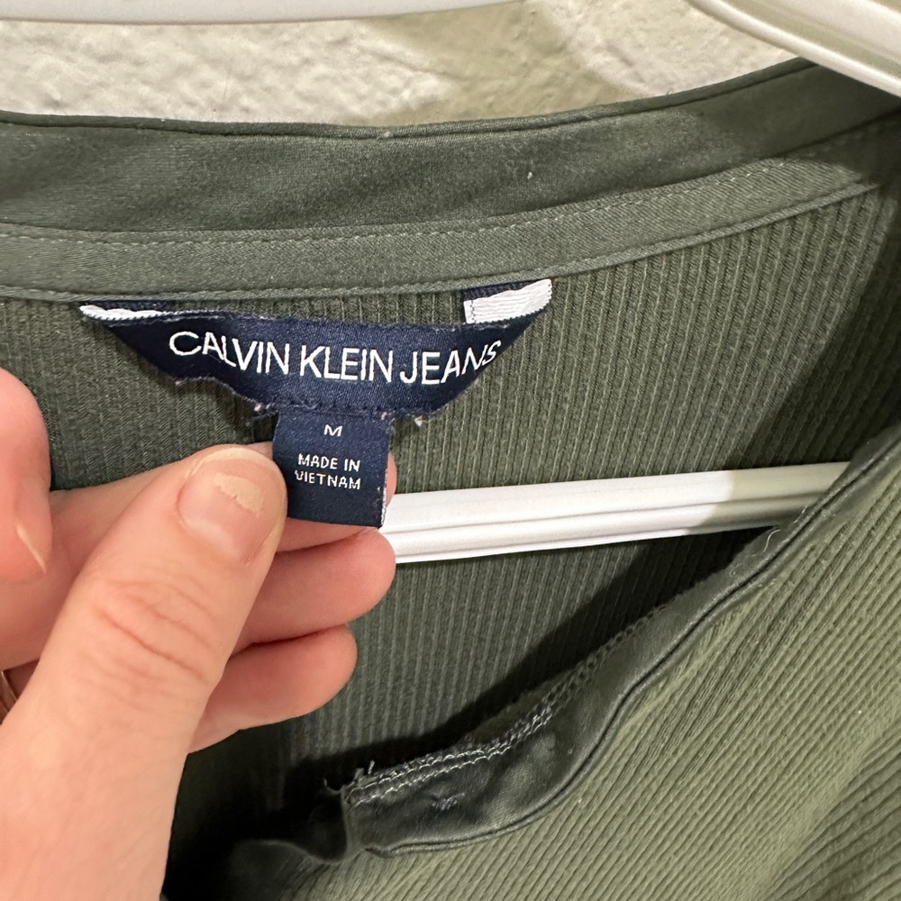 Calvin Klein Jeans Olive Long Sleeve Henley - Picture 2 of 4